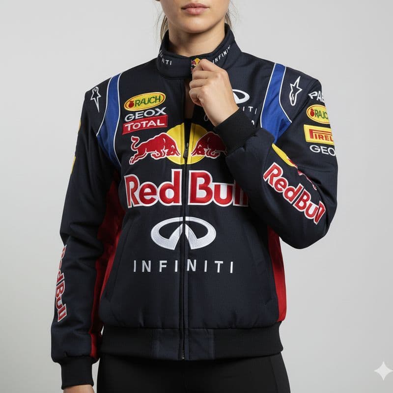 Modelo femenino con Chaqueta Red Bull Racing