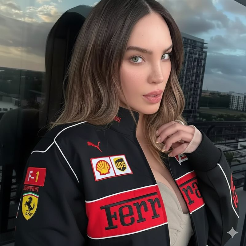 Belinda con Chaqueta F1 Ferrari